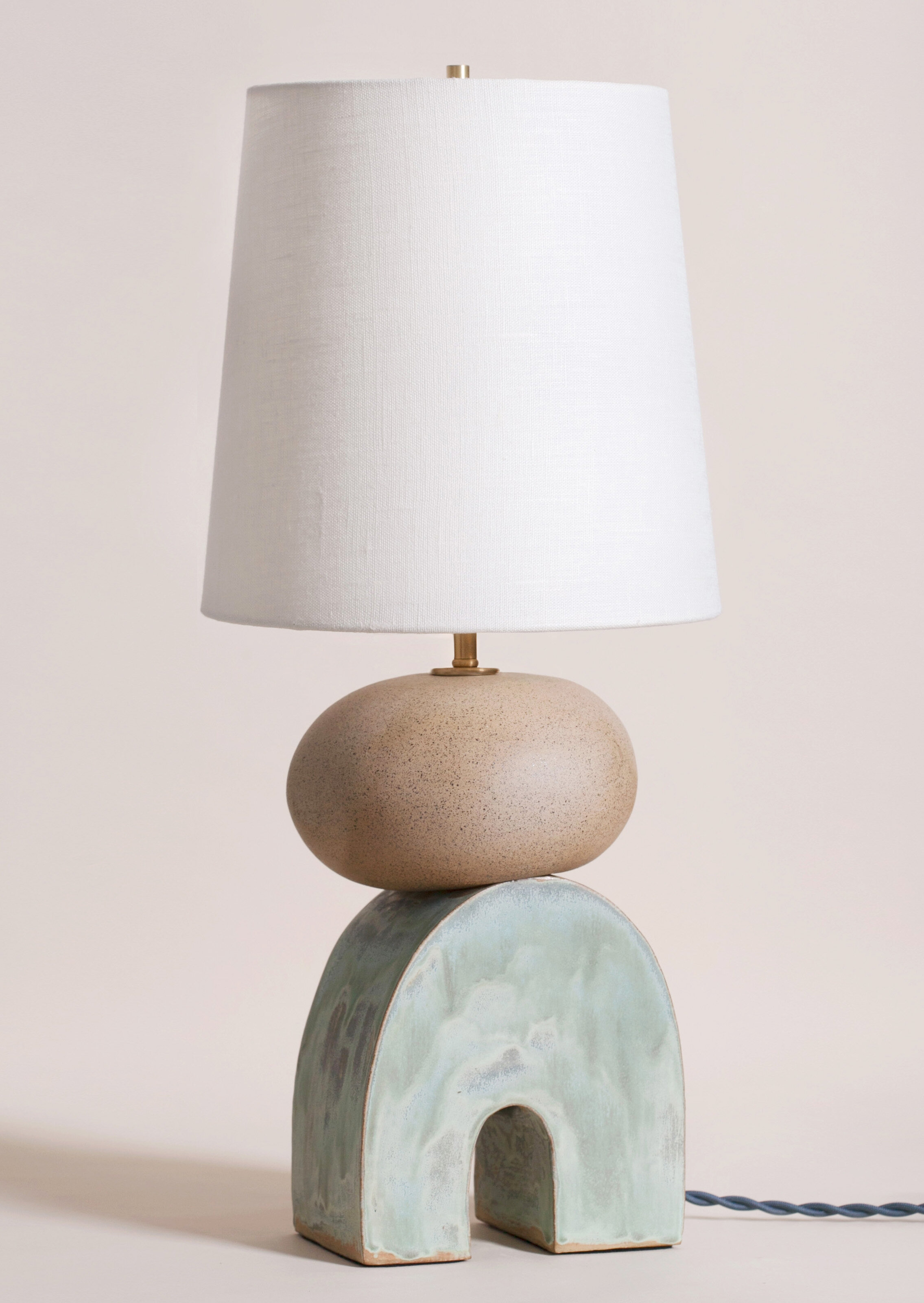 Devoe Lamp tan green Calyer Ceramics..jpg