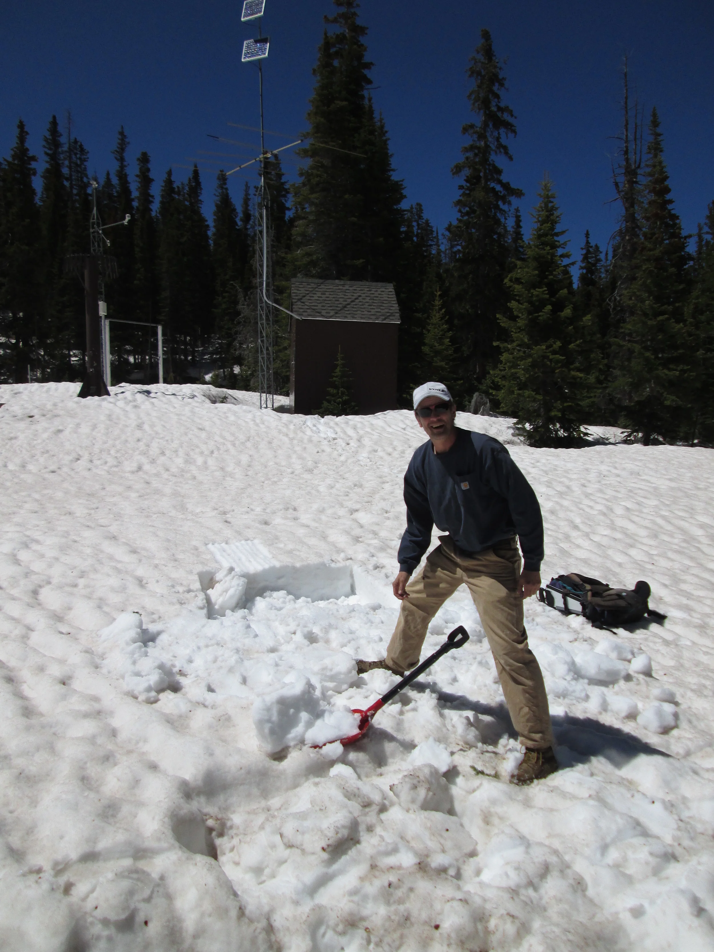 Adam Cwiklin, water and wastewater superintendent for the Town of Fraser and a participant in the Colorado Foundation for Water Education’s Water Leaders Program, assisted with the June 3 snow profile at Berthoud Summit. At the time, very high snowmelt rates had driven the Fraser River ‘out of bank’ and generated minor flooding in his service area.