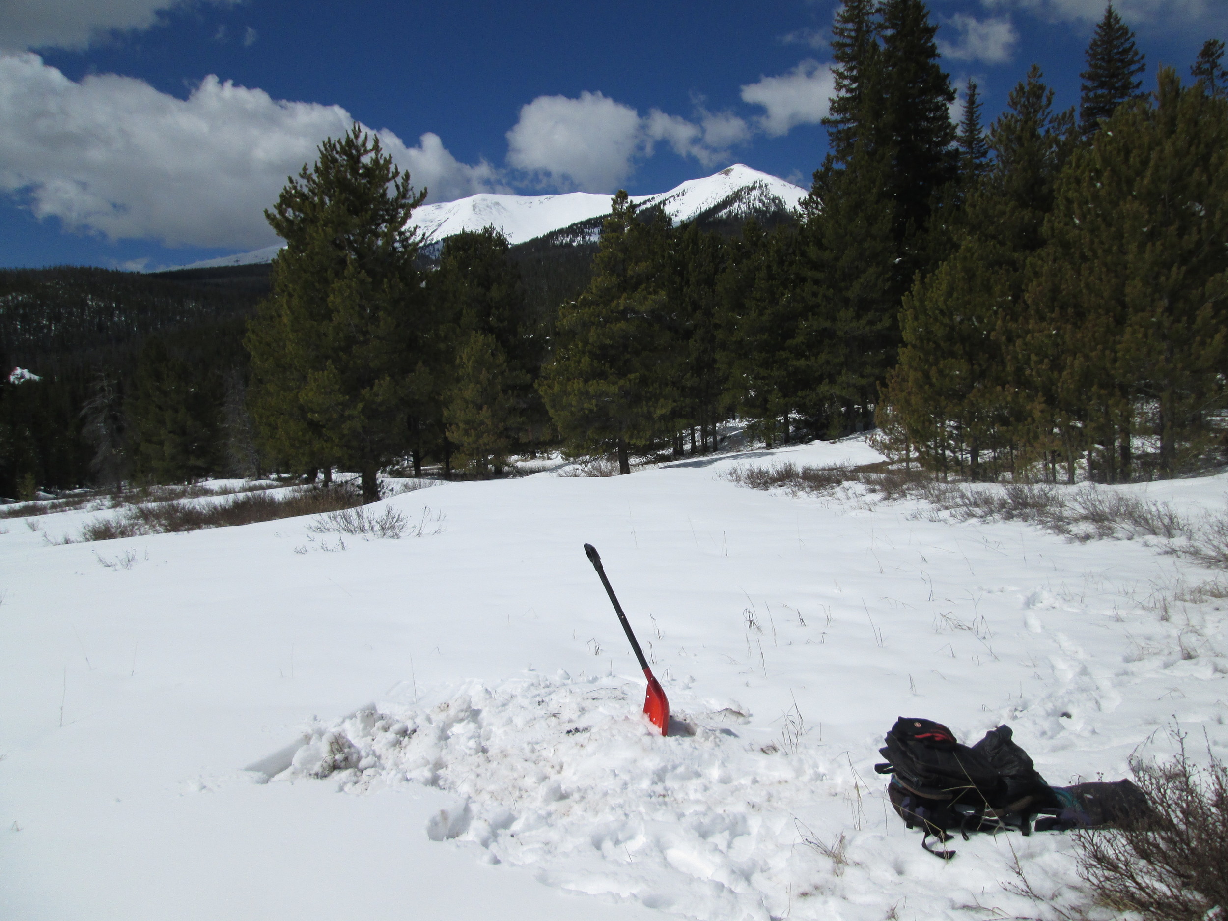 Parkview Mountain (12,296’) was resplendent in clean, white snow on April 21, 2015.