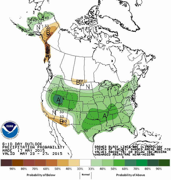CPC’s 6-10 day precipitation outlook as of May 17, 2015.