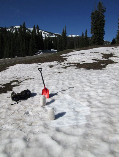 Due to the lack of snowcover at the Park Cone CODOS site, having long-since retreated to much higher elevations, an “ALM” sample was collected of merged dust layers D3, D2, and potentially D1 at Kebler Pass, west of Crested Butte. Snowcover was thin and rapidly disappearing here as well, at only 10,000’. Dust was becoming widely exposed on solar aspects in this locale. 