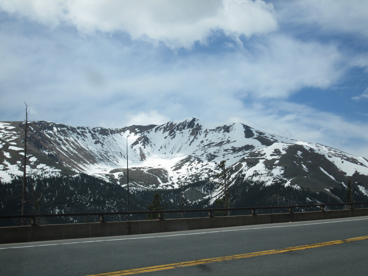 Ascending Berthoud Pass from the east on June 16, 2015 with Engelmann Peak (13,362’) seen across the West Fork of Clear Creek valley. 