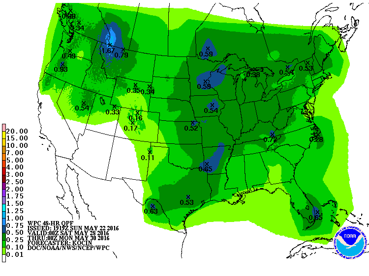 Precipitation forecast for the next 7 days.