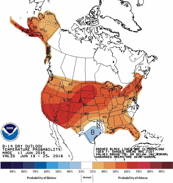 For the remainder of the snowmelt season the temperature outlook calls for increased chances for above average temperature for all of Colorado.