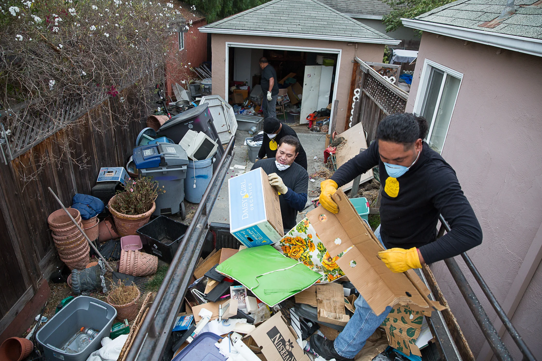 Multiple truckloads of junk were removed from the home with the help of our hauling crew.