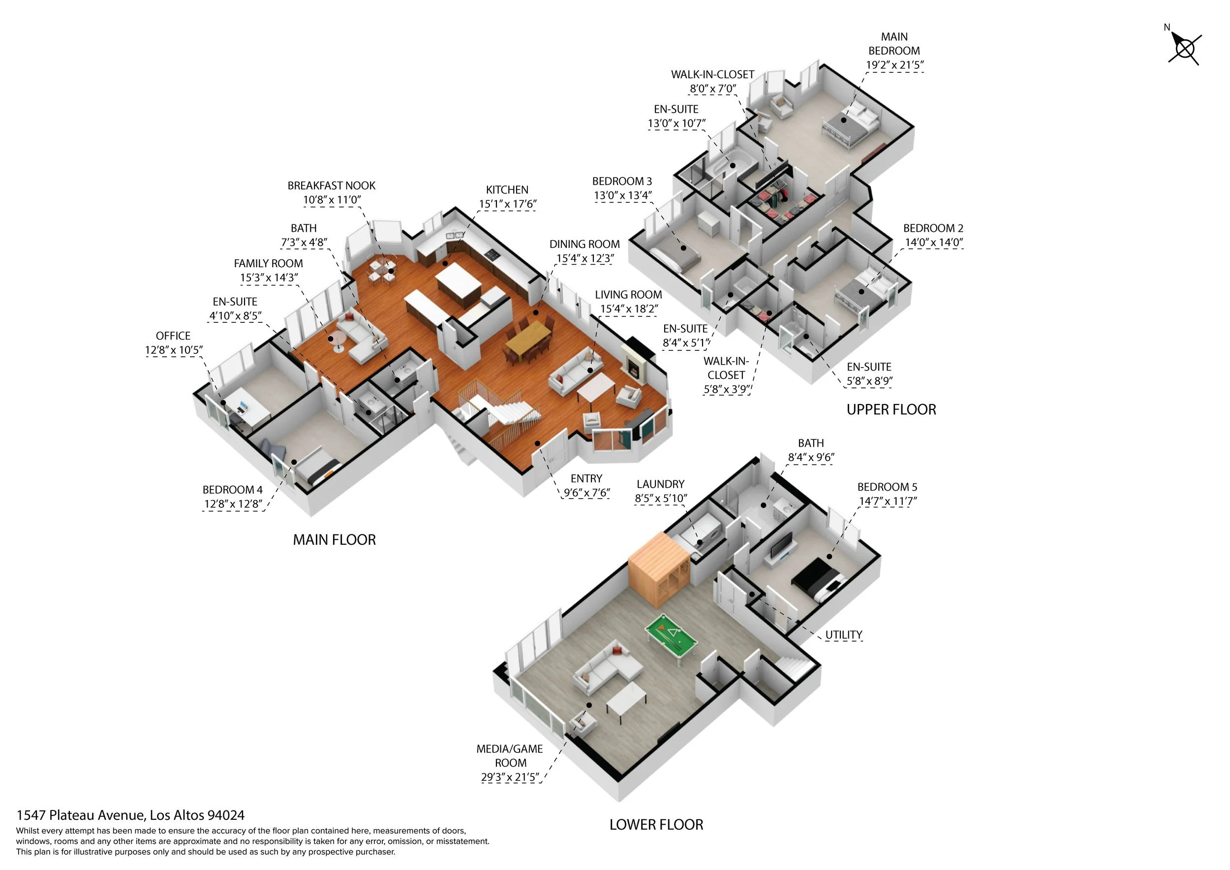 2D floor plan with dimensions — 1547 Plateau Ave, Los Altos | 5BD/5.5BA Estate | Alex Wang