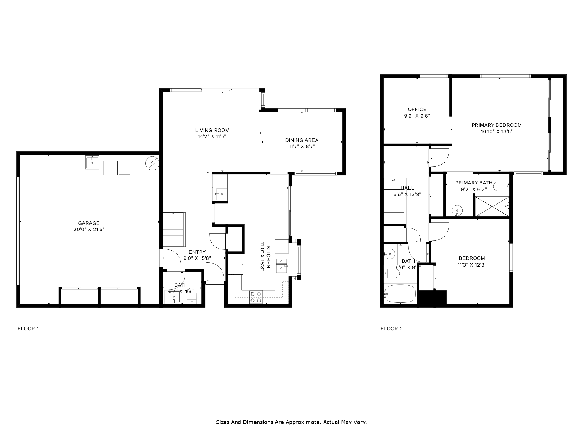 2D floor plan with dimensions — 1032 Strayer Drive, San Jose | 3BD/2.5BA Townhouse | Alex Wang