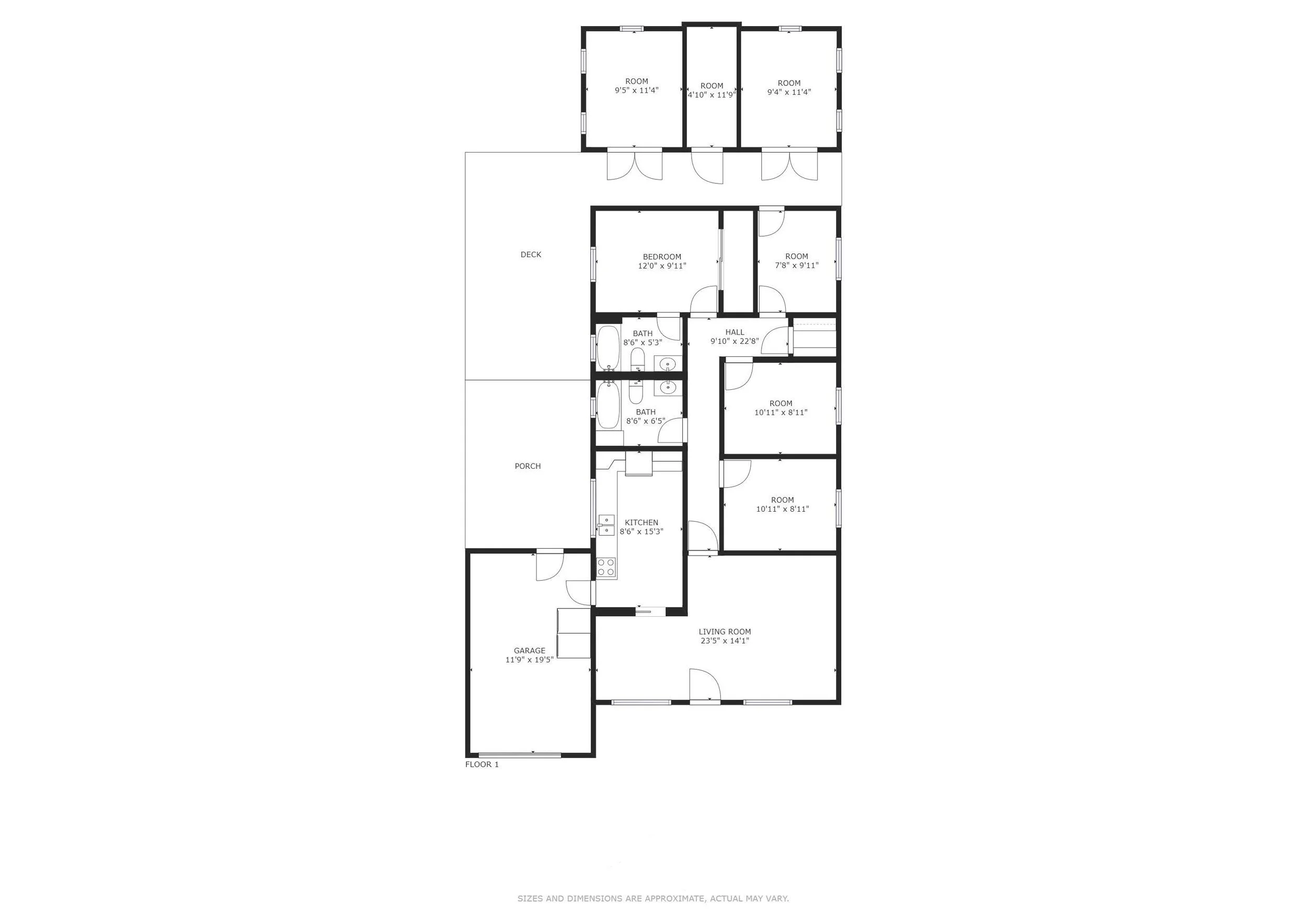 2D floor plan with dimensions — 227 Garner Dr, Sunnyvale | ?BD/2BA Residence | Alex Wang