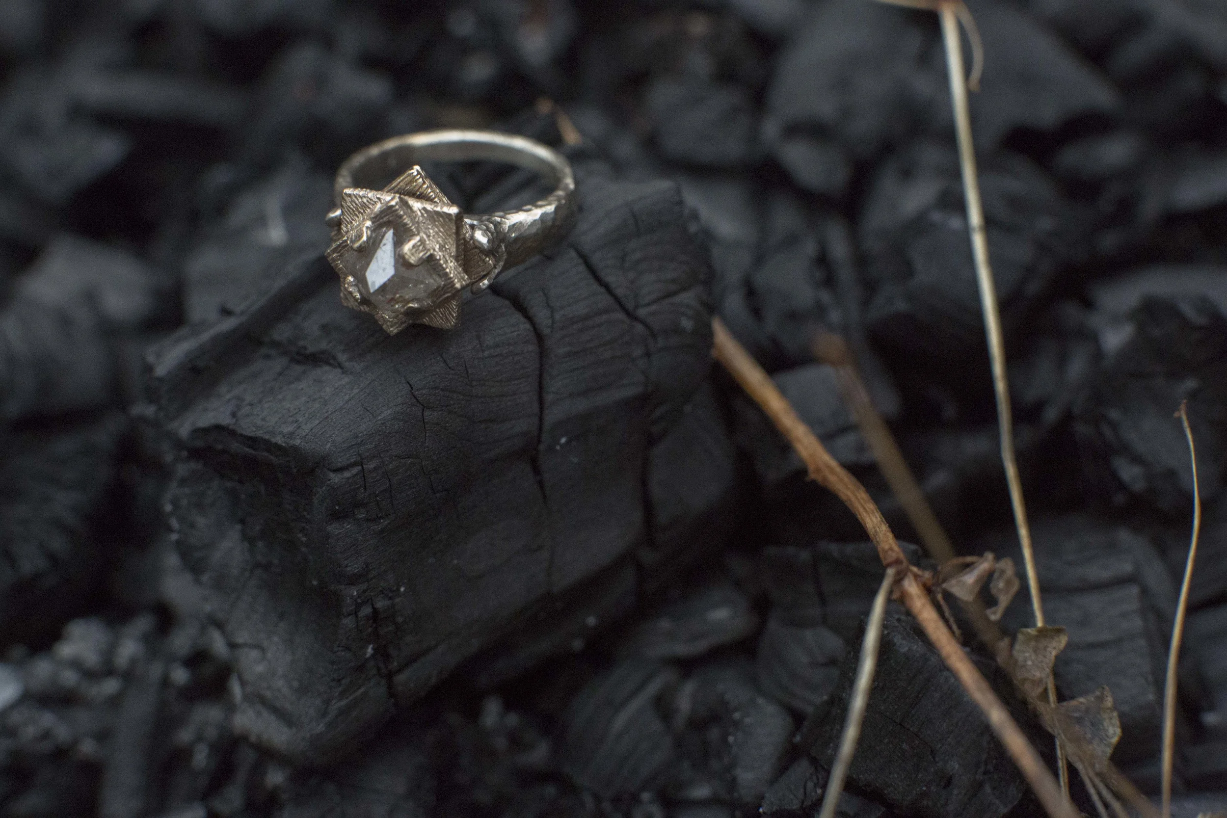 Rhodes Love Story: Raw Hand Cut Diamond Engagement Ring