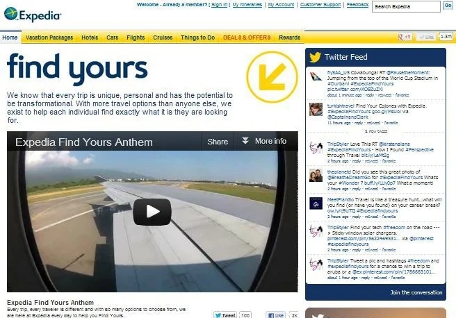 Feature - Expedia "Find Yours" Campaign July, 2012 Expedia.com chose two bloggers — Trip Styler was one of them — to kick-off their large-scale "Find Yours" campaign showcasing life-changing travel experiences.