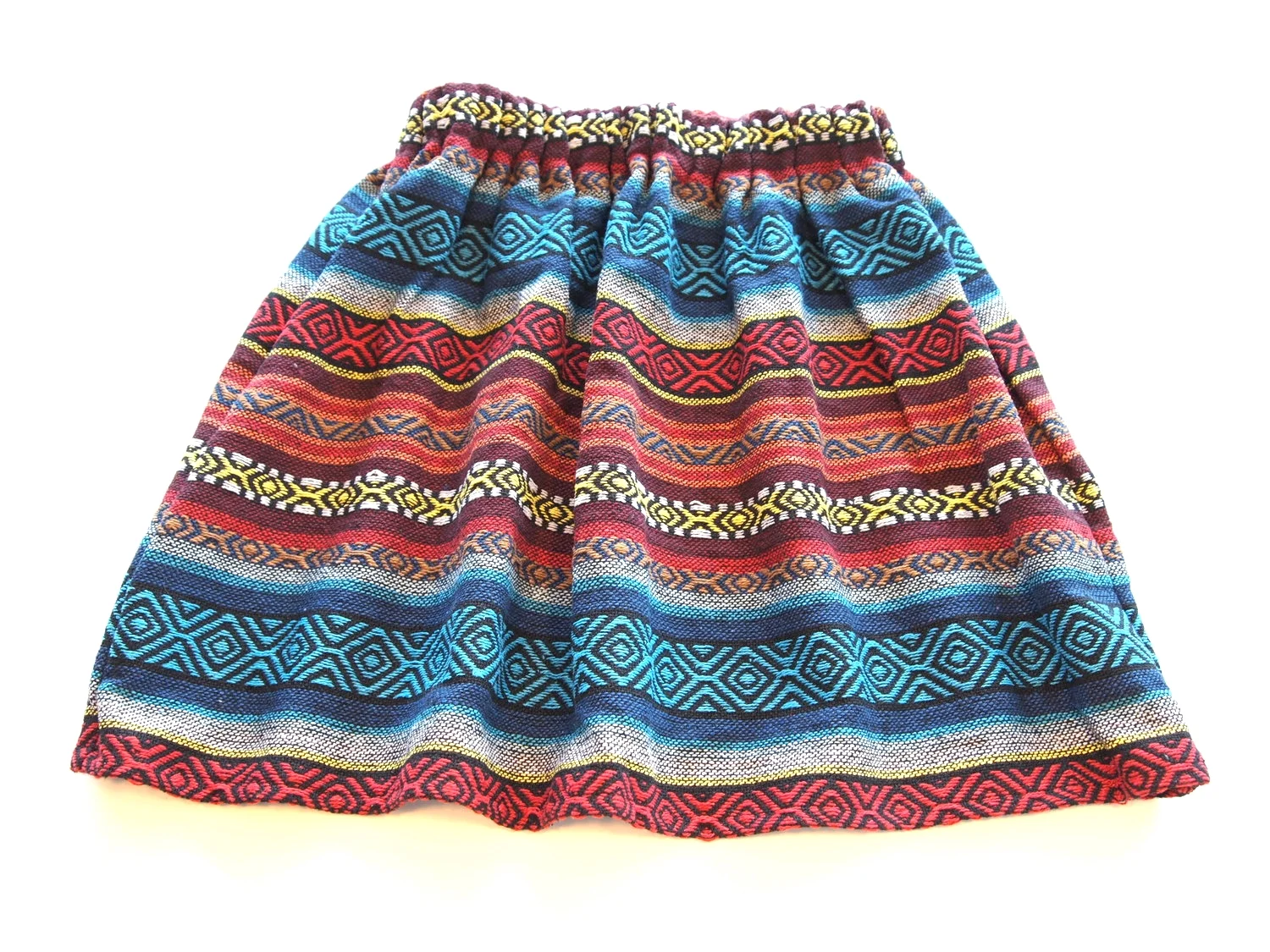 Thai Hill Tribe-Print Party Skirt - Red