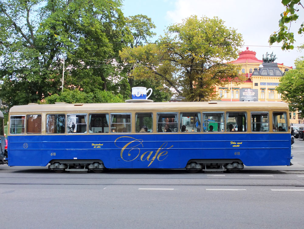 Vintage café tram on the No 7 Djurgården Line