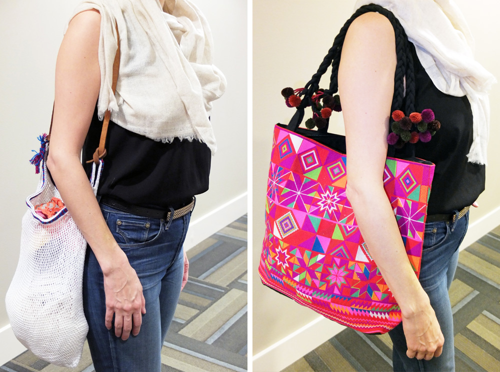 Tulum beach-weave bag & Thai golden triangle purse & Dubai cashmere scarf {coming soon!}