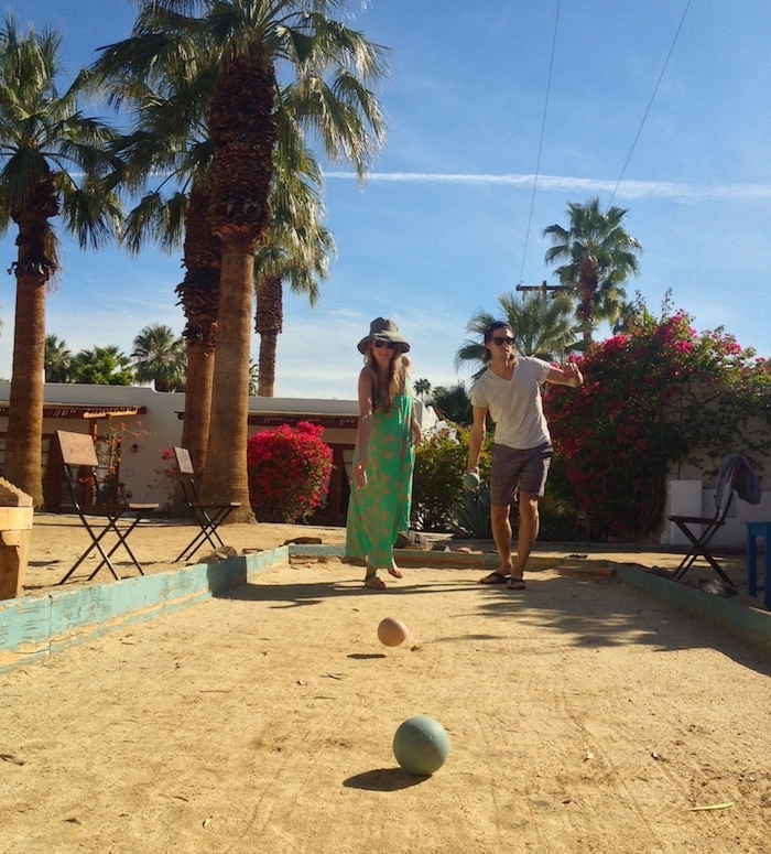  Palm Springs. Playing petanque with Mr. Trip Styler at Korakia Pensione.&nbsp; 