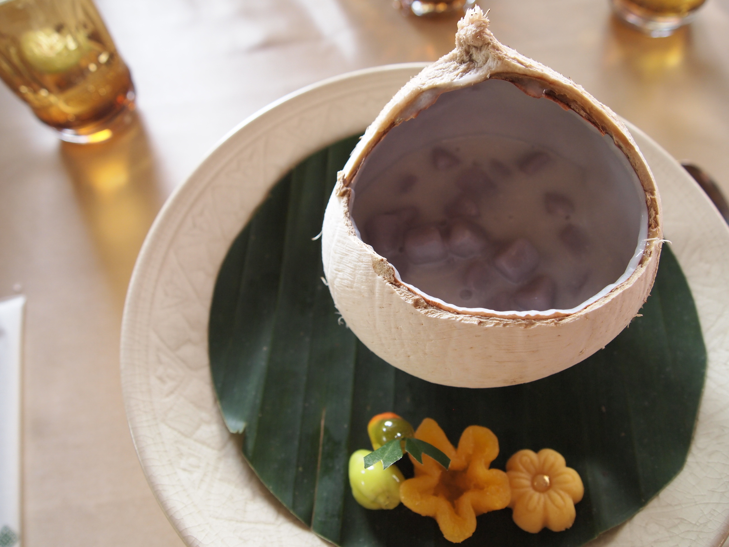  Thailand. One of the best desserts I've ever tasted: Sweet coconut soup with taro pearls at the&nbsp;Four Seasons Resort Chiang Mai.&nbsp;&nbsp; 