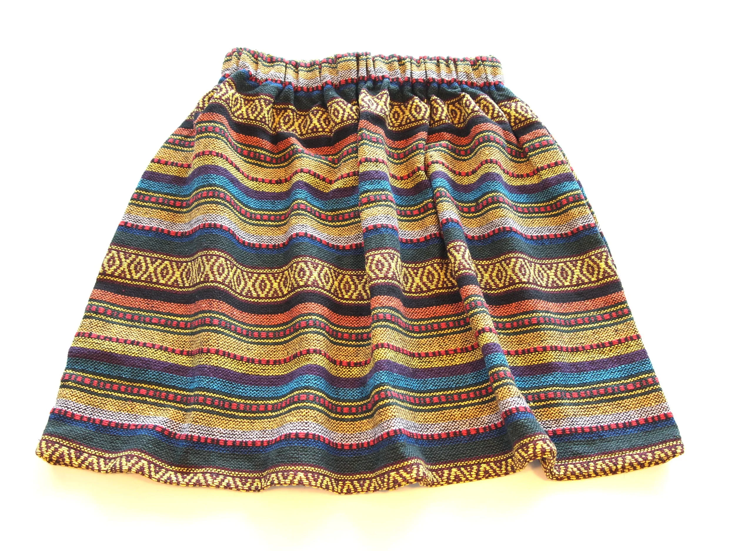 Thai Hill Tribe-Print Party Skirt - Orange