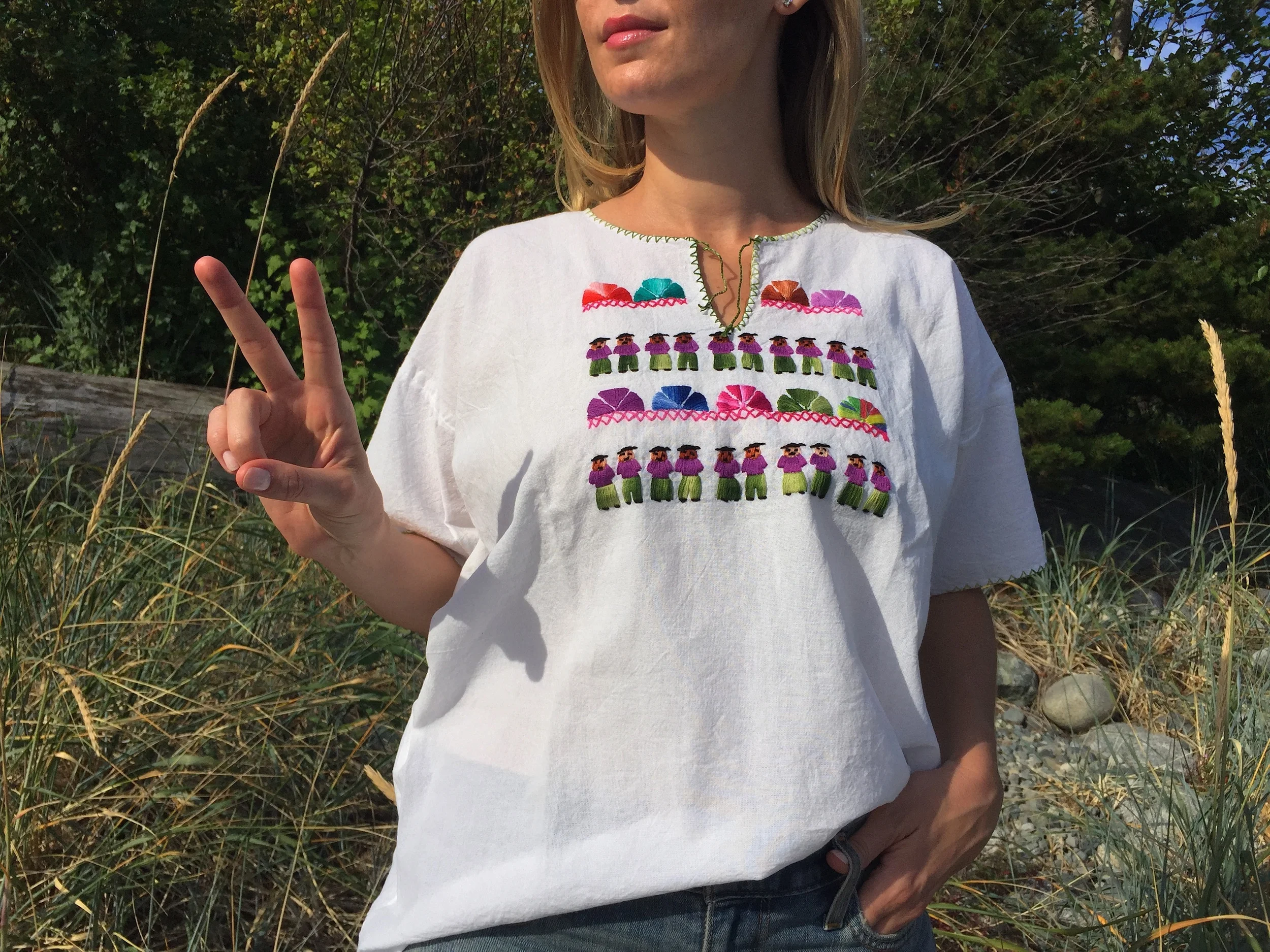 Wearing: Tulum Embroidered Top in Purple Pairs // $46