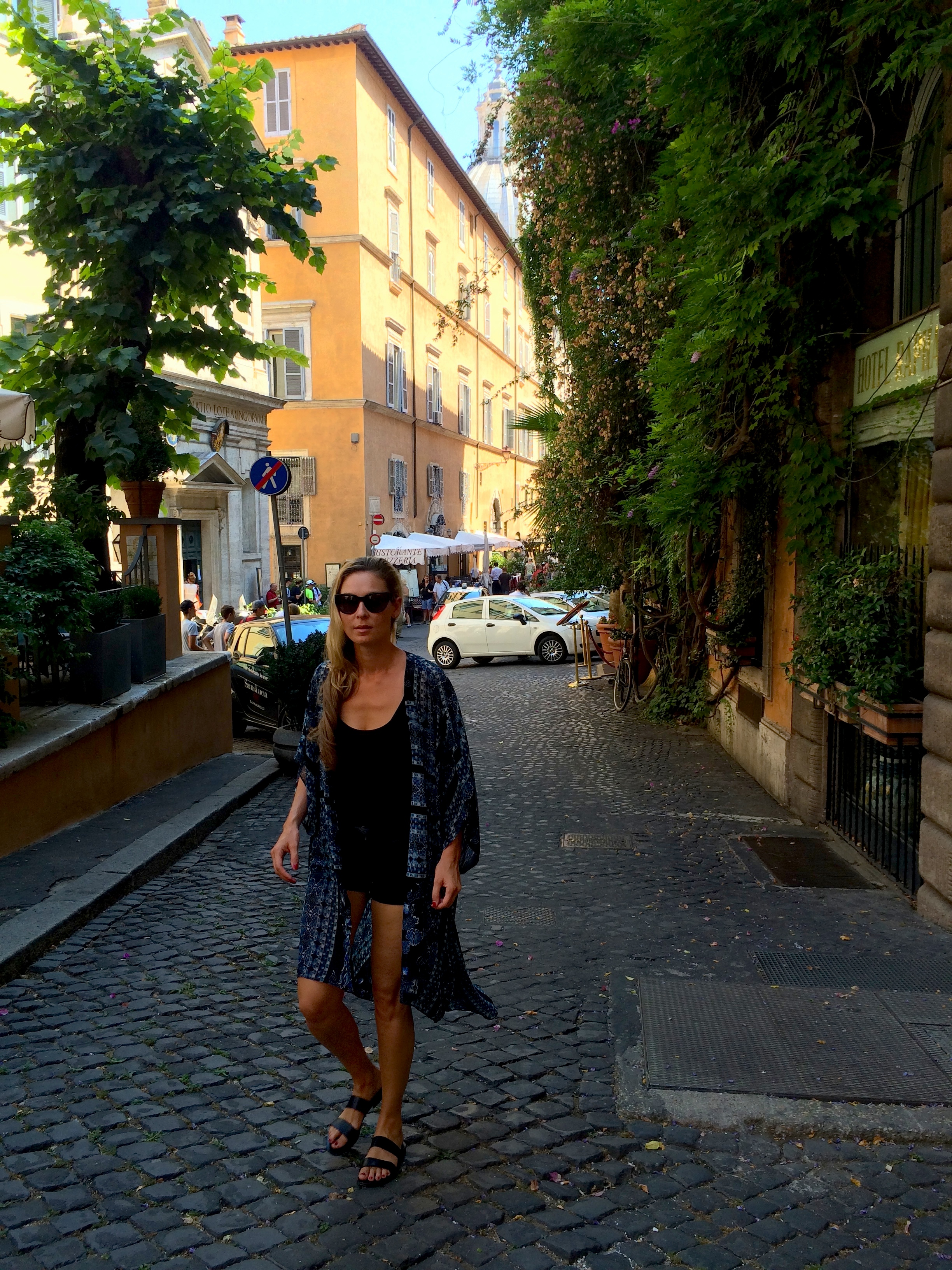 Wearing made-to-fit Capri sandals in Rome.