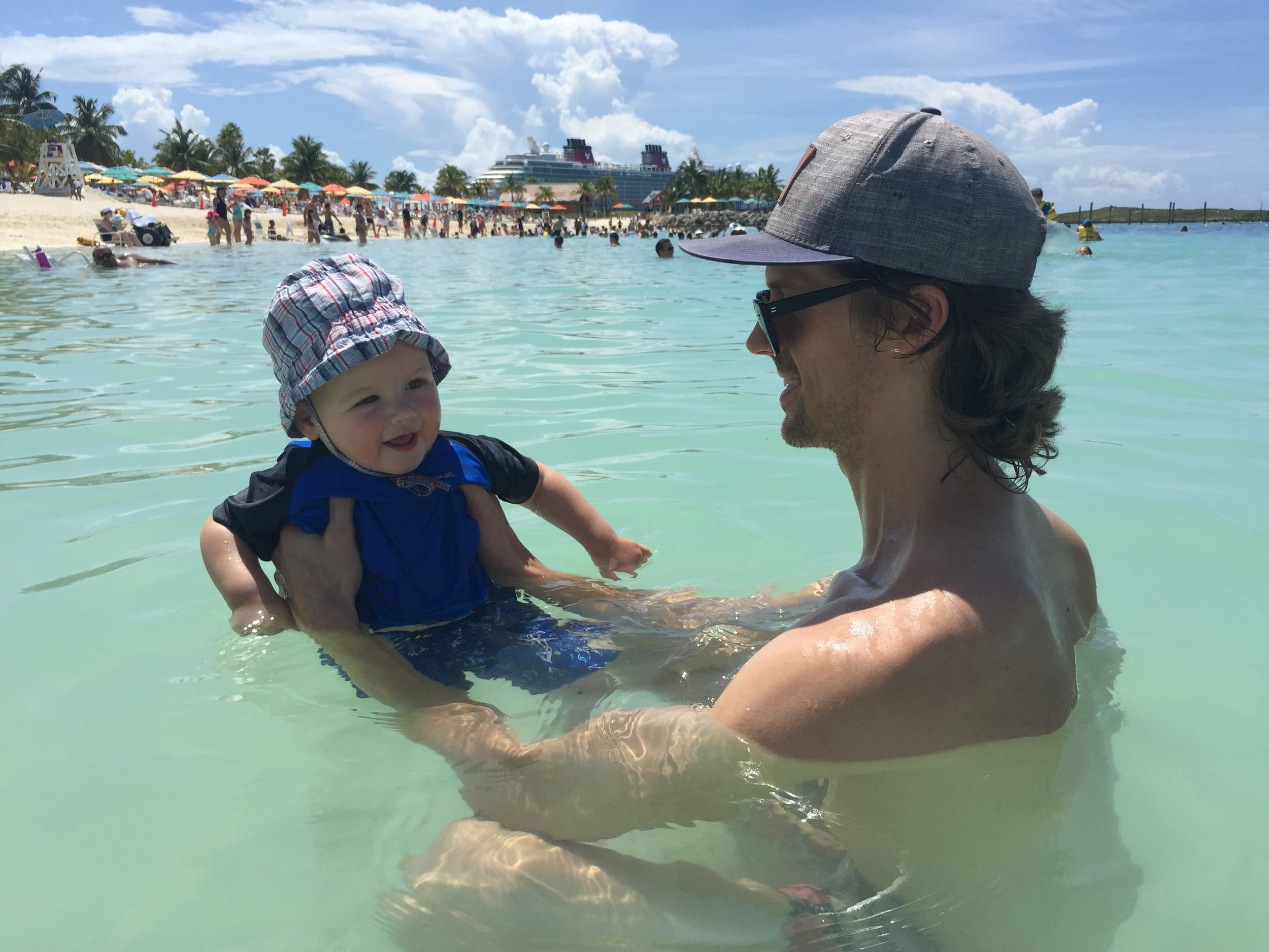 Baby Styler having a blast in the bath-warm water at Castaway Cay, Disney's private island in the Bahamas. See the whole experience in video here . 