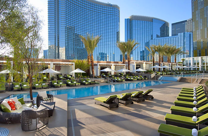  The serene pool scene at the Mandarin Oriental Las Vegas. 