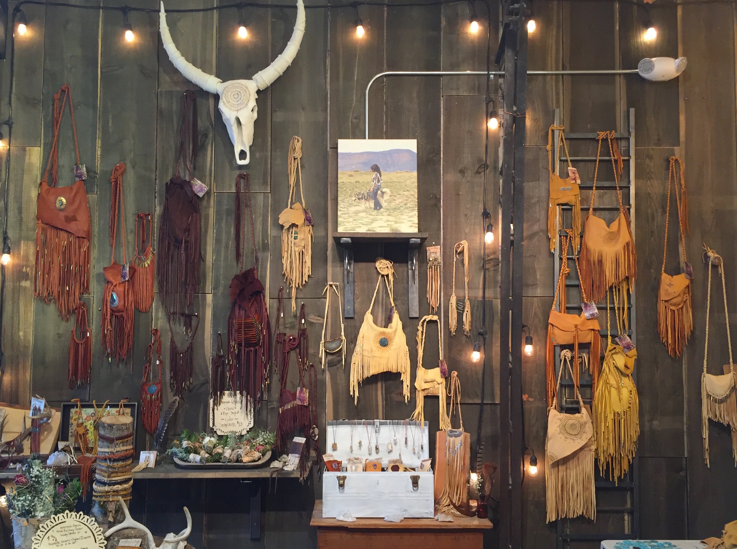 Shop :: Miakoda&nbsp;in Stumptown Marketplace. I wanted to buy e-v-e-r-y piece of leather in this shop, though with only a carry-on in tow, I chose something small: A leather necklace. Using local hides in most of her designs, shopgal Alexandra relo…