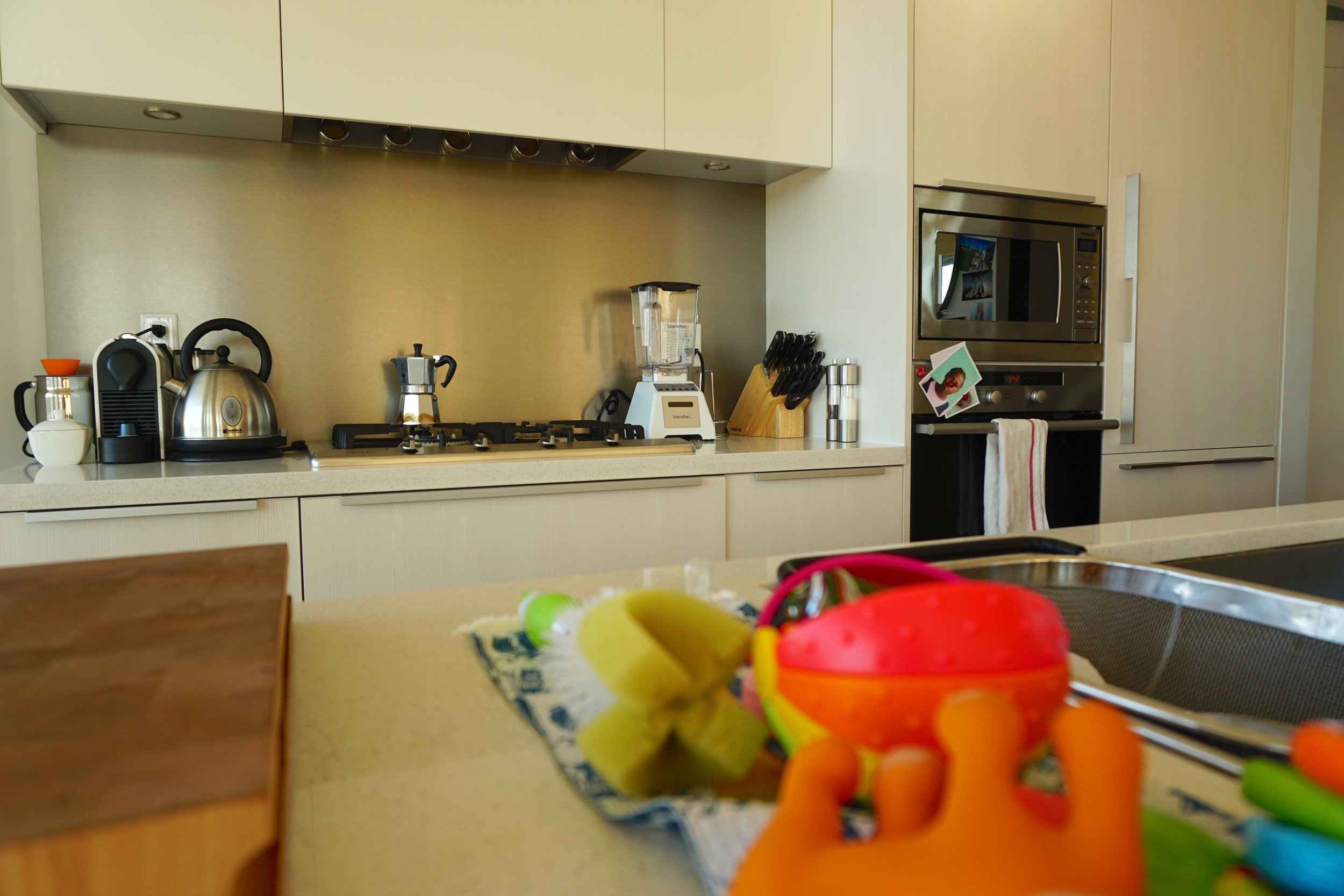 Kitchen, complete with baby teething toys
