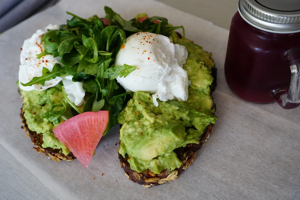  In-room dining (hello, avo toast) at the Four Seasons Hotel New York Downtown. 