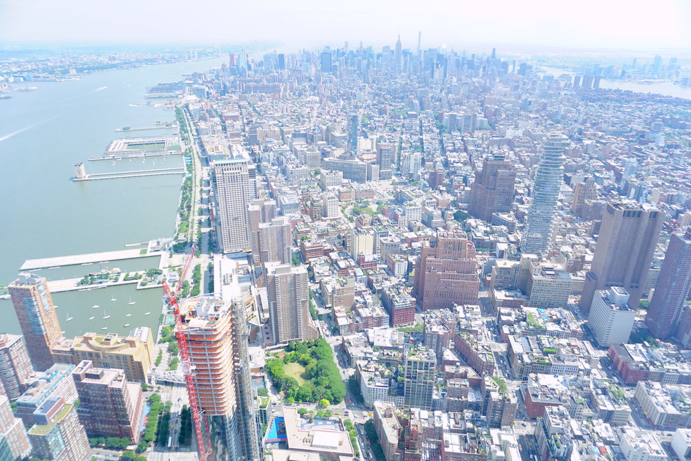  Views from the floor-to-ceiling glass windows encircling One World Observatory.&nbsp; 