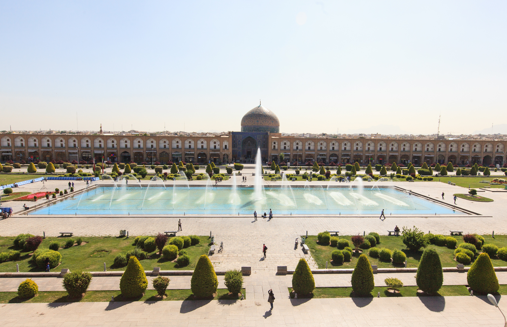 The Shah Mosque and Naqsh-e Jahan Square in Esfahan, Iran, where Esa Khattak spends most of Among the Ruins . Photo by Murchundra/iStock / Getty Images
