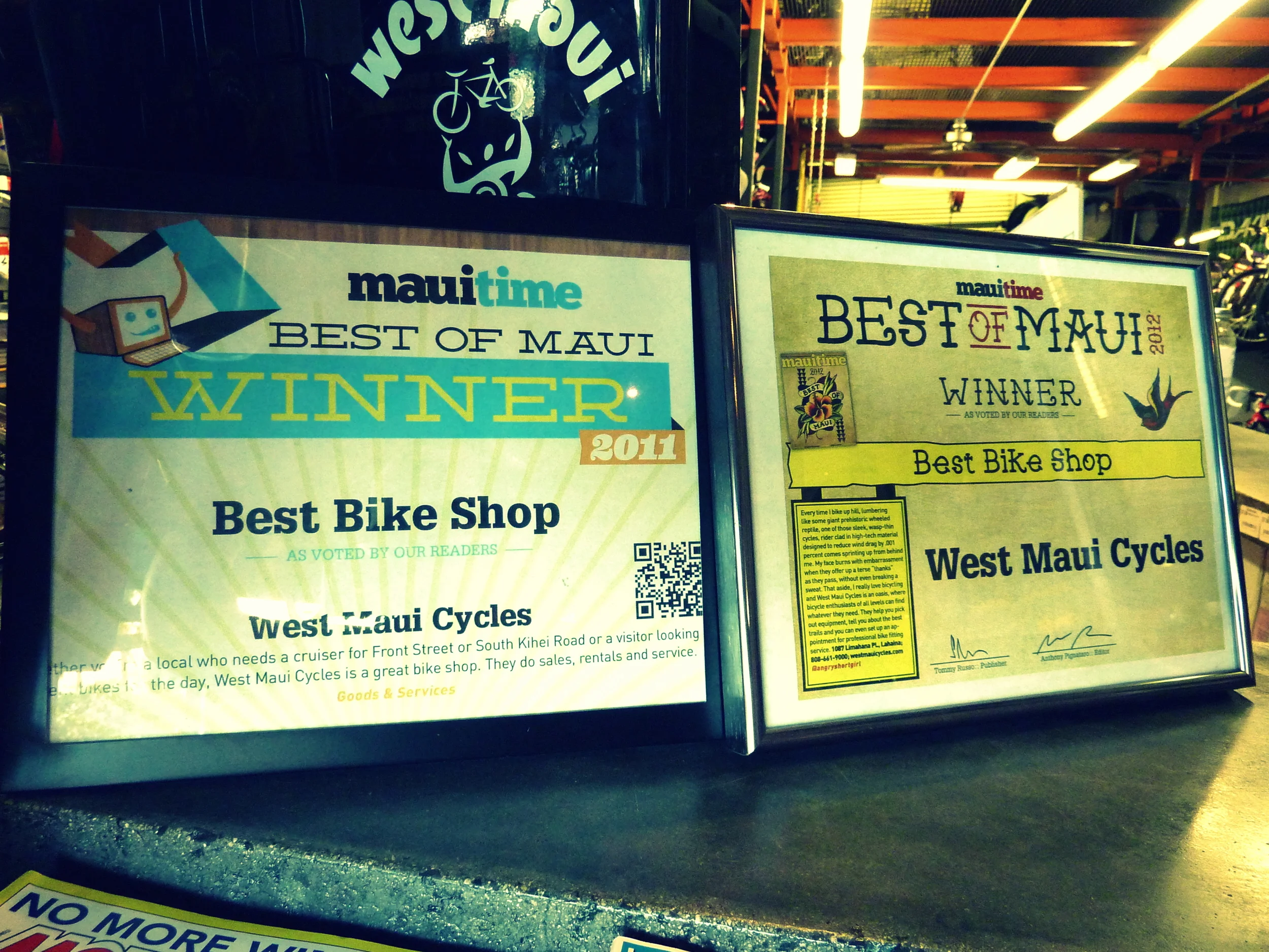 Maui Time Readers Voted West Maui Cycles Best Bike Shop on Maui!