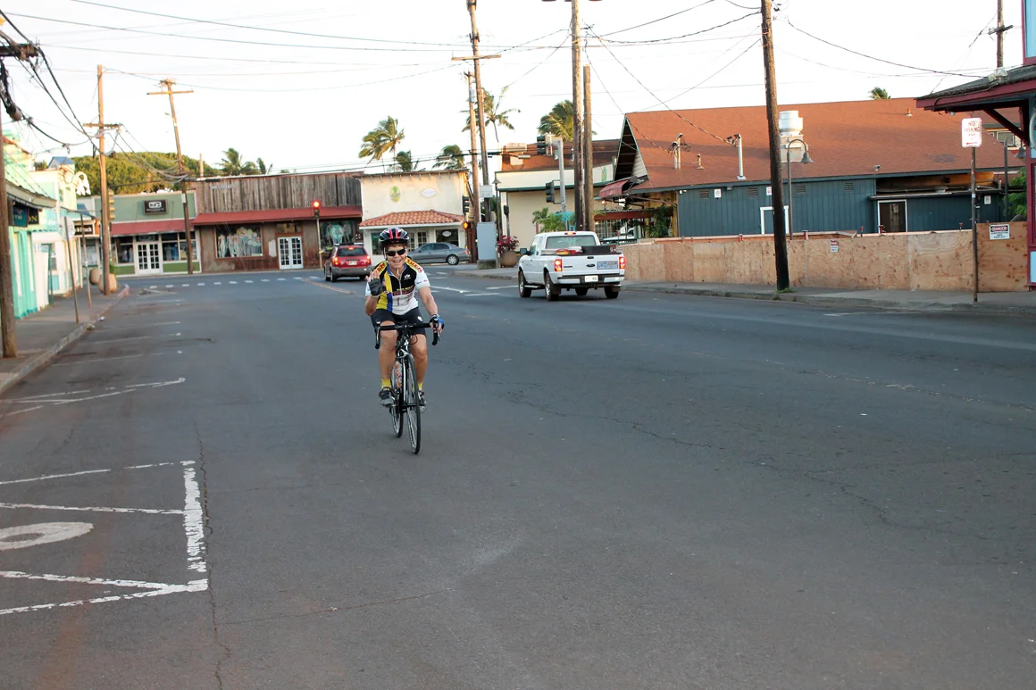 Morning in the beach town of Paia. An early start is recommended for the ride.