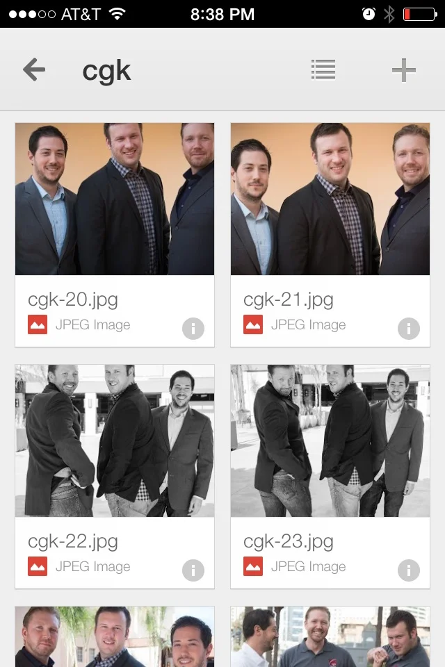 this is what it looks like after a shoot, when I share the images with a client. I prefer Google Drive. It's low cost, and easy to navigate. 
