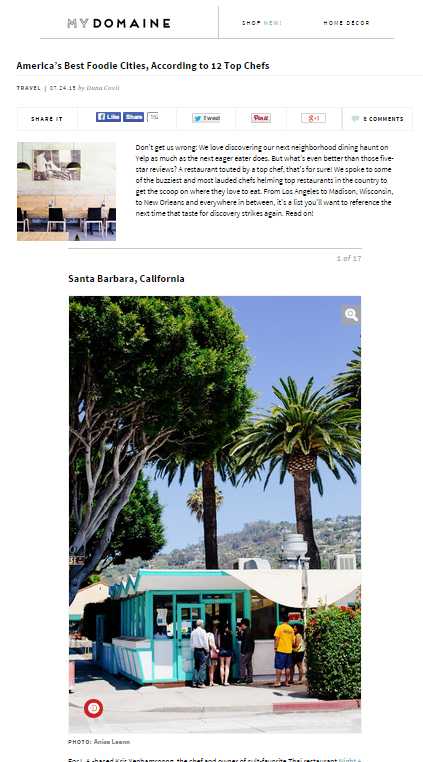 Photo featured on Santa Barbara article on My Domaine! Thanks for the link back credit. 