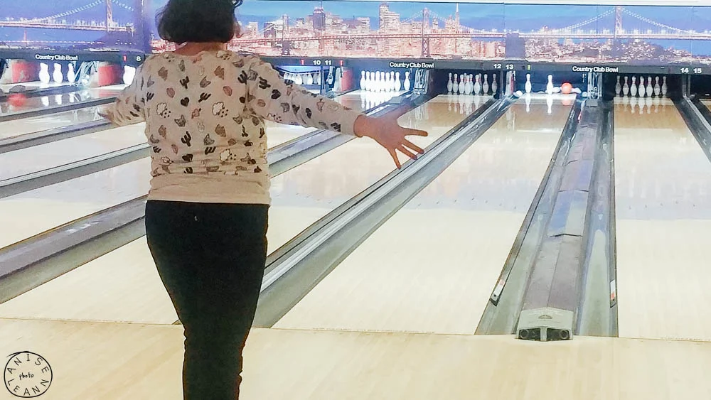 Bowling at Country Club Bowl in San Rafael, CA. Shirt: H&M, jeans: levis from jeans to a T in San Rafael, socks: Jcrew