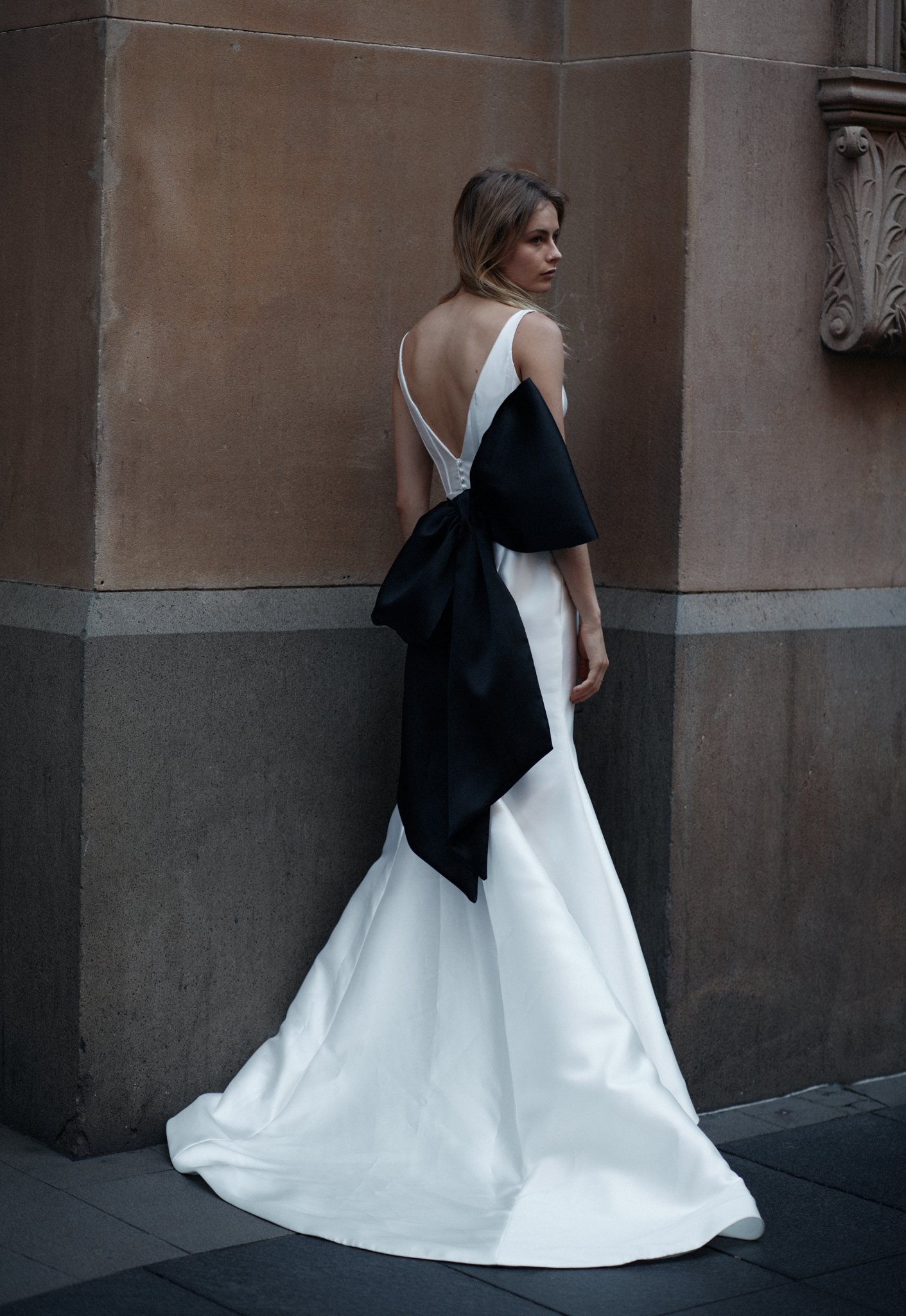 Low back wedding dress with bow from Moira Hughes Couture Sydney.jpg