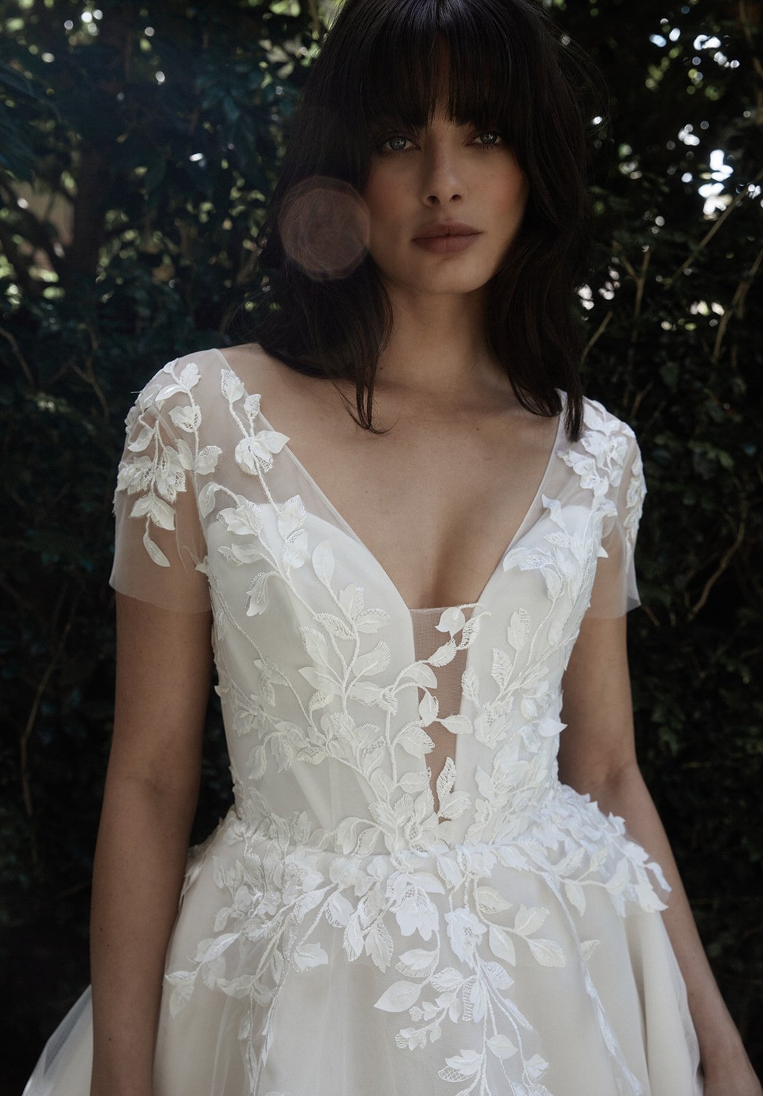 Sydney bridal dress with sleeves and v neck in tulle from Moira Hughes Couture.jpg