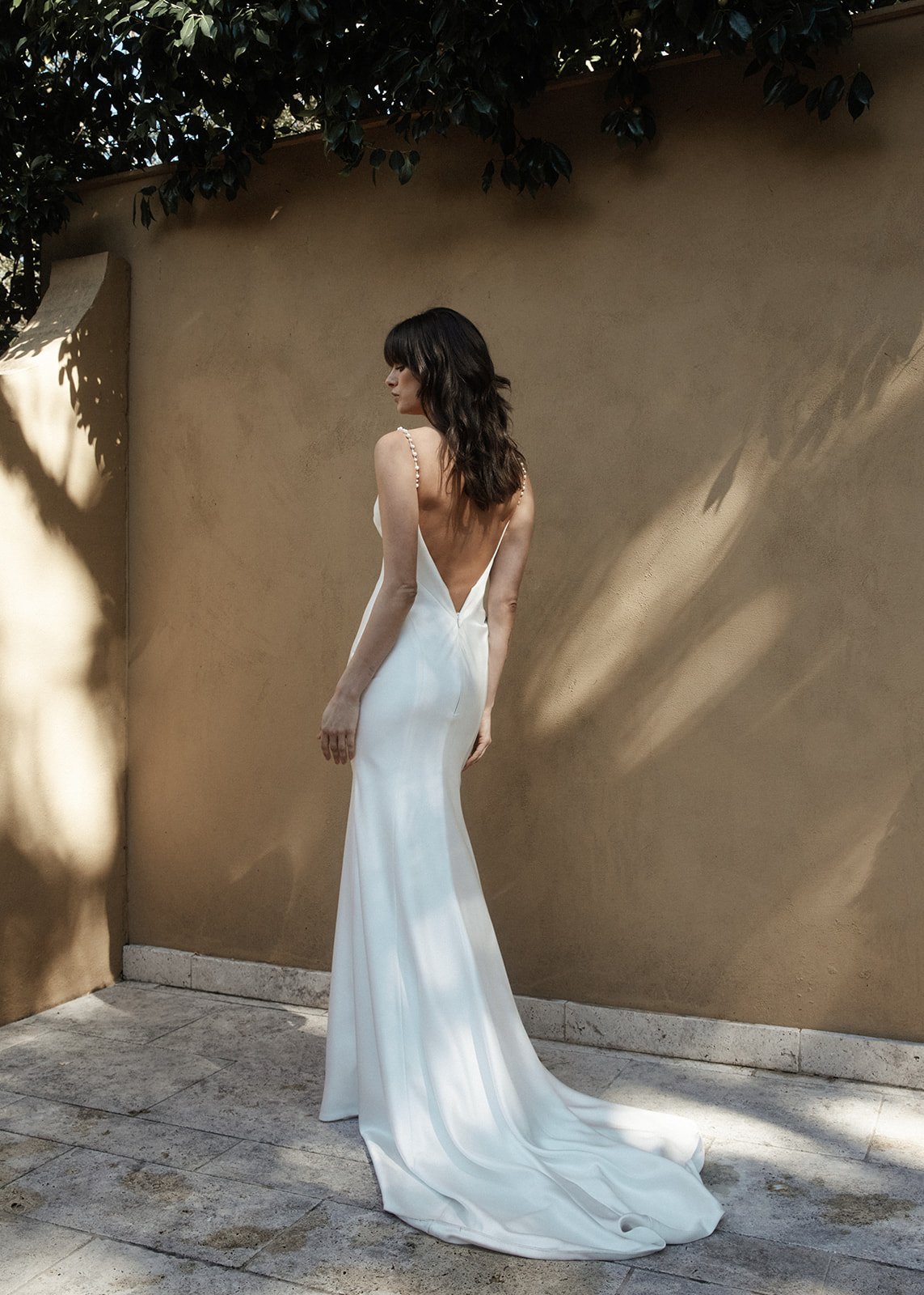 Silky Satin Low Back and Pearl Straps wedding gown made by Moira Hughes Couture in Sydney.jpg