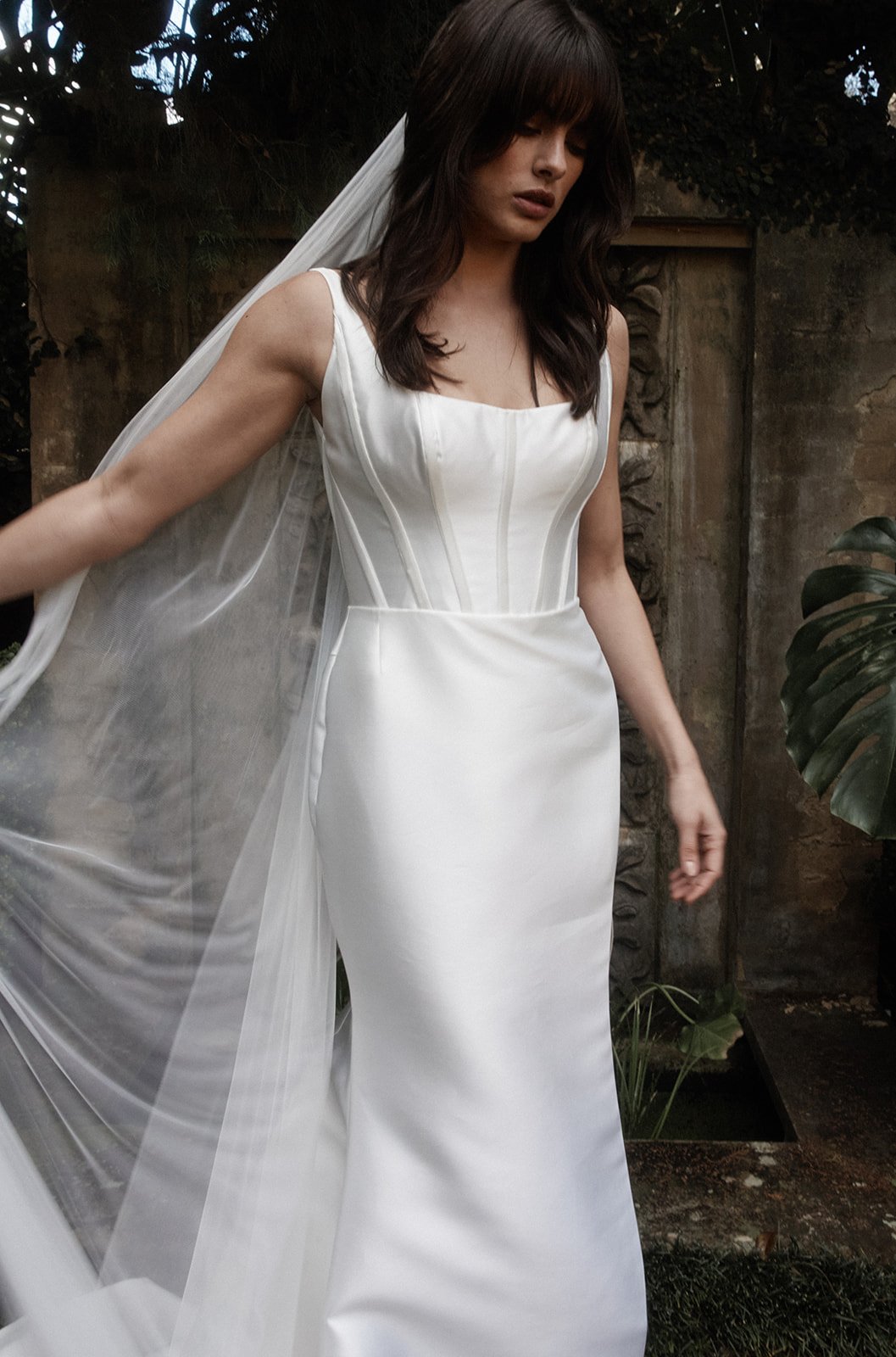 Mikado fitted wedding dress with straps modern Sydney bride.jpg