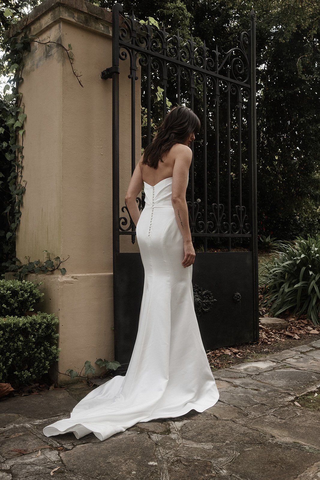 Strapless satin wedding gown Moira Hughes Couture Sydney The Rome .jpg