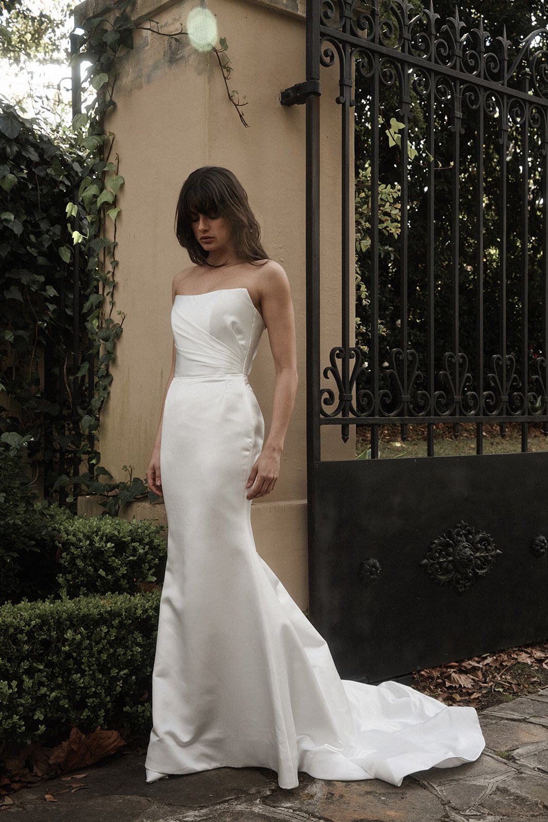 Strapless satin wedding gown Moira Hughes Couture Sydney.jpg