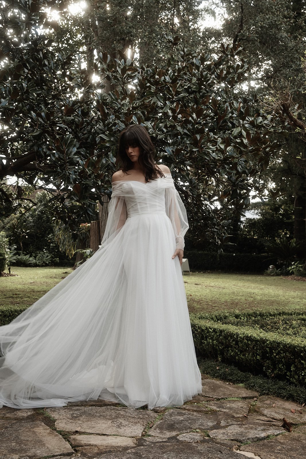 Pink Dress Barn Formal Dresses Dot Tulle A Line Wedding Dress Sweetheart  Puff Sleeves  TANYA BRIDAL