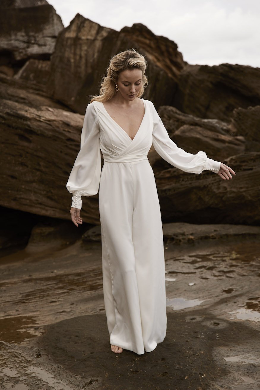 Sydney Designer Moira Hughes  'The Aster' Bridal Jumpsuit with Long Sleeves.jpg