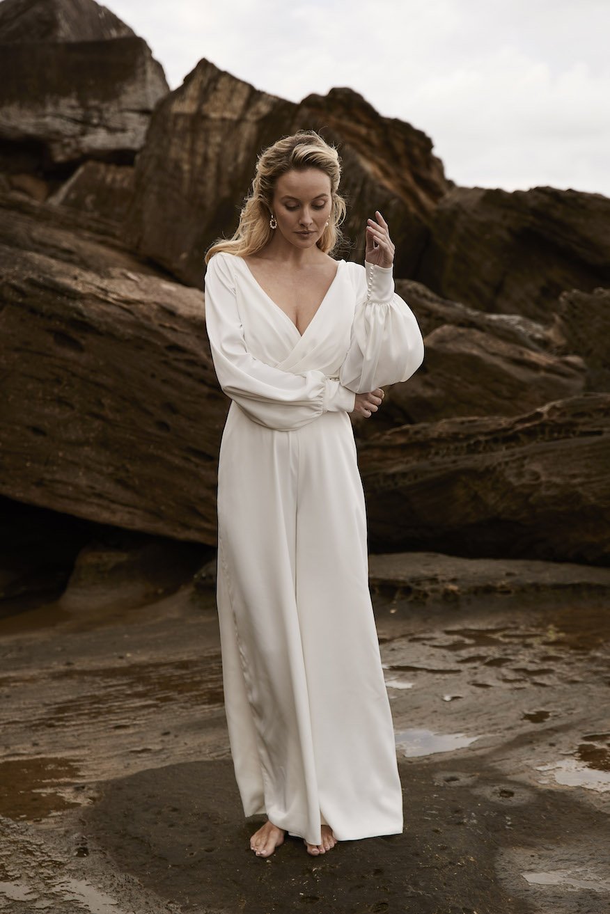 The Aster Bridal Jumpsuit  Draped Pearl Statement Back by Moira Hughes.jpg