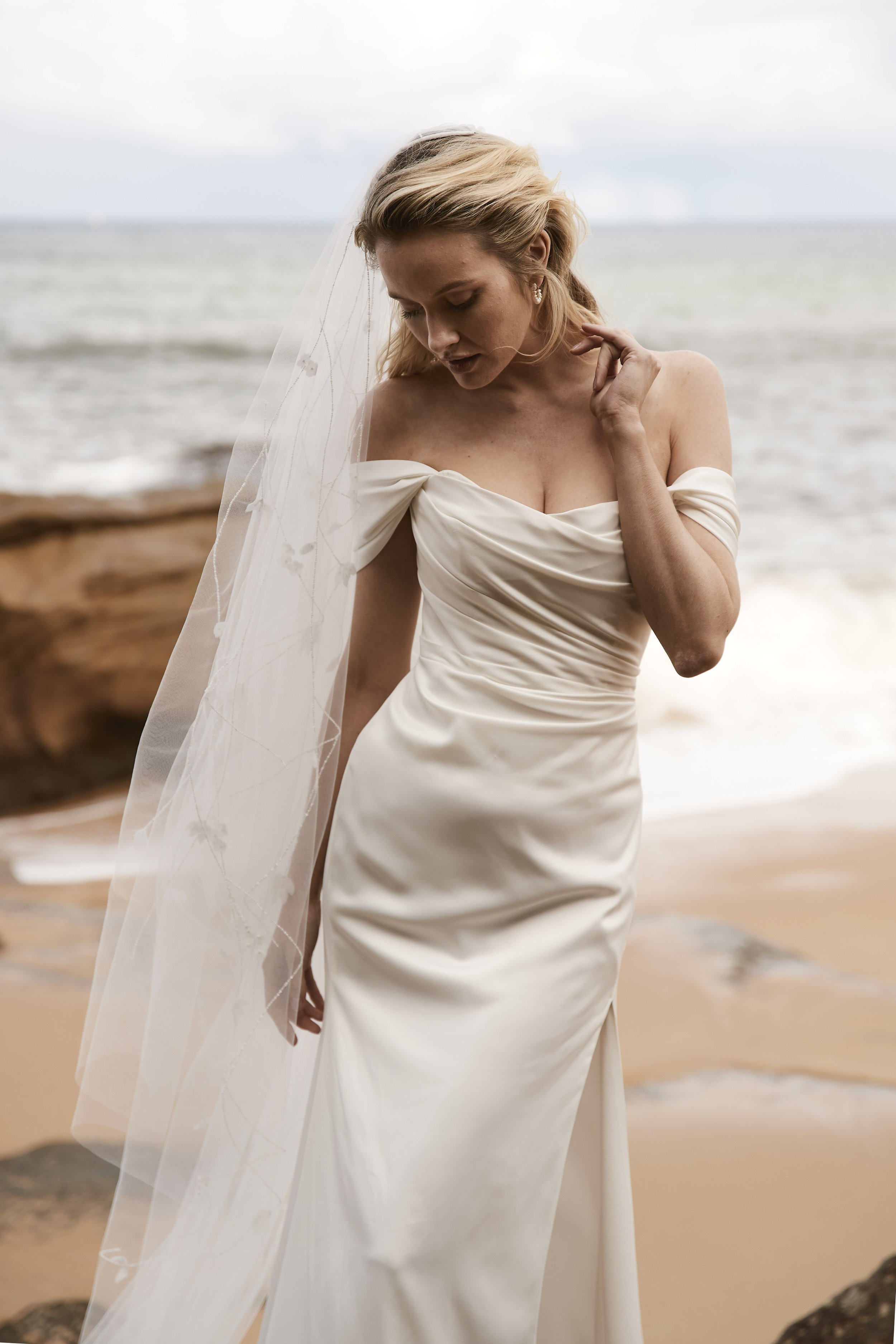 'The Lennox' Wedding Dress  Textured Satin, Ruched Bodice, and Elegance.jpg