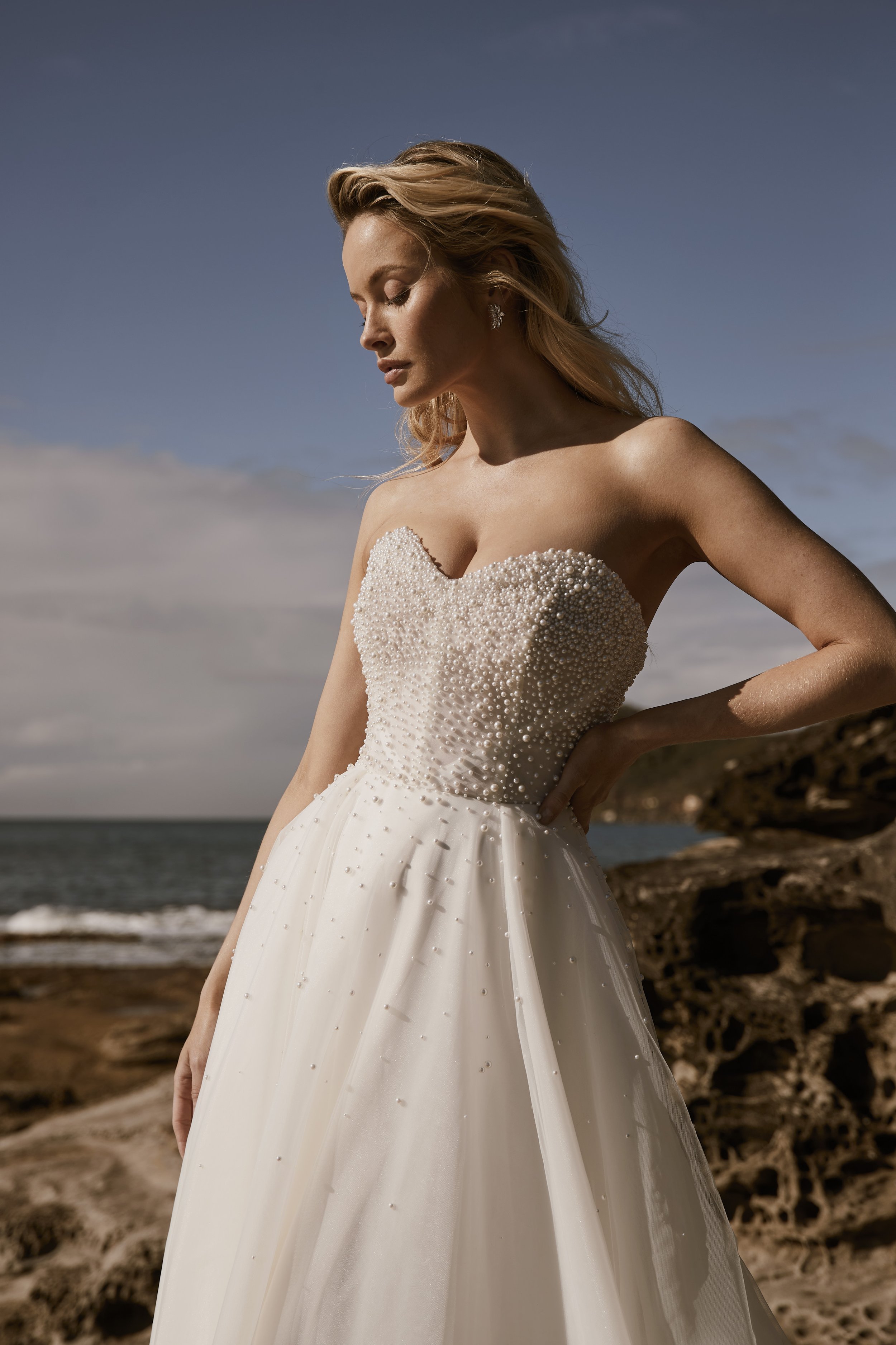 Pearl-Embellished Bodice on 'The Tide' A-line Bridal Gown by Moira Hughes.jpg