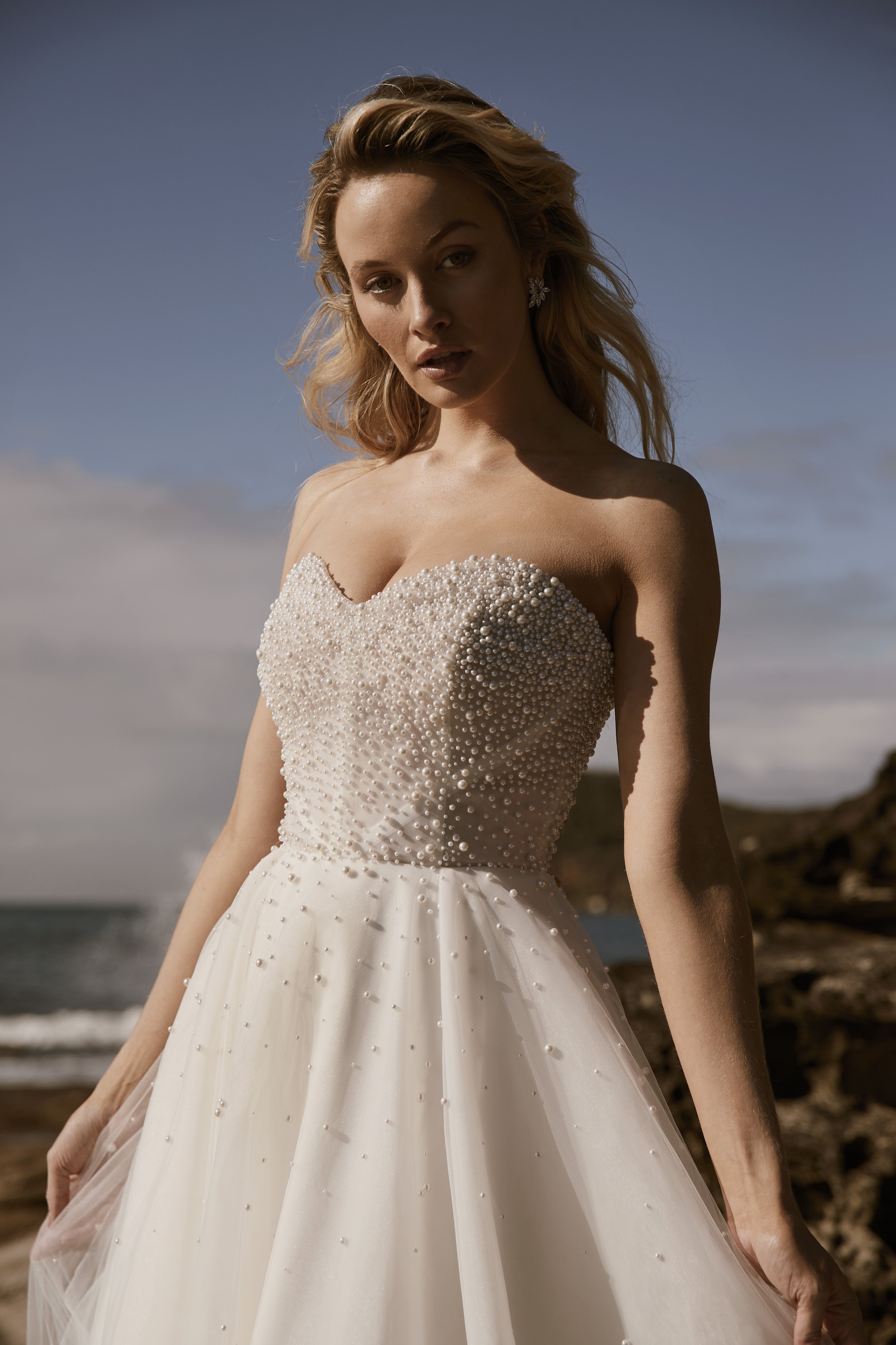 Sydney Designer Moira Hughes  The Tide A line Bridal Gown with Pearled Bodice.jpg