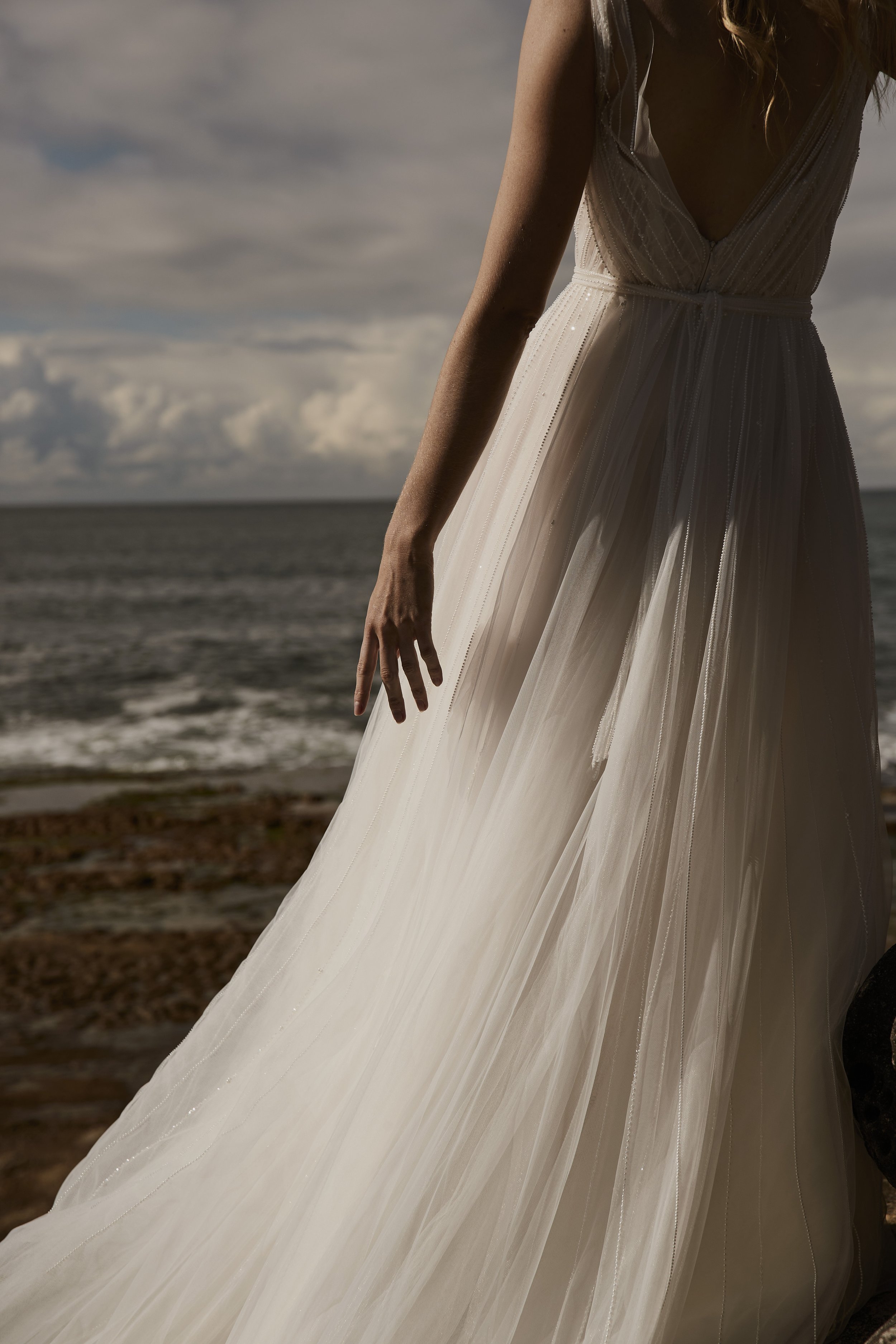 Linear Beaded Detailing on 'The Dawn' Hand Beaded Wedding Dress.jpg