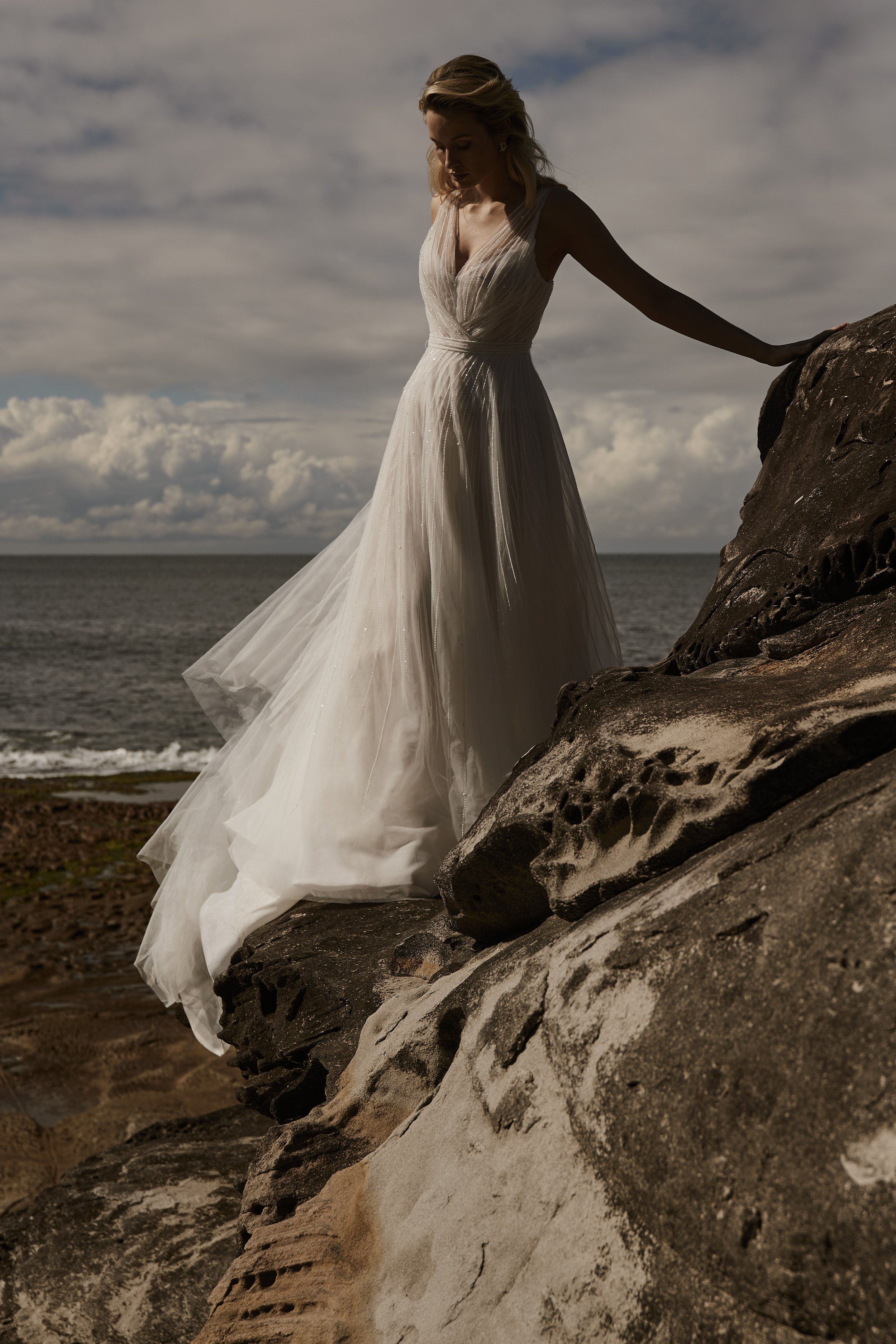 Sydney Designer Moira Hughes Presents 'The Dawn' Bridal Gown  V neck A line Beauty.jpg