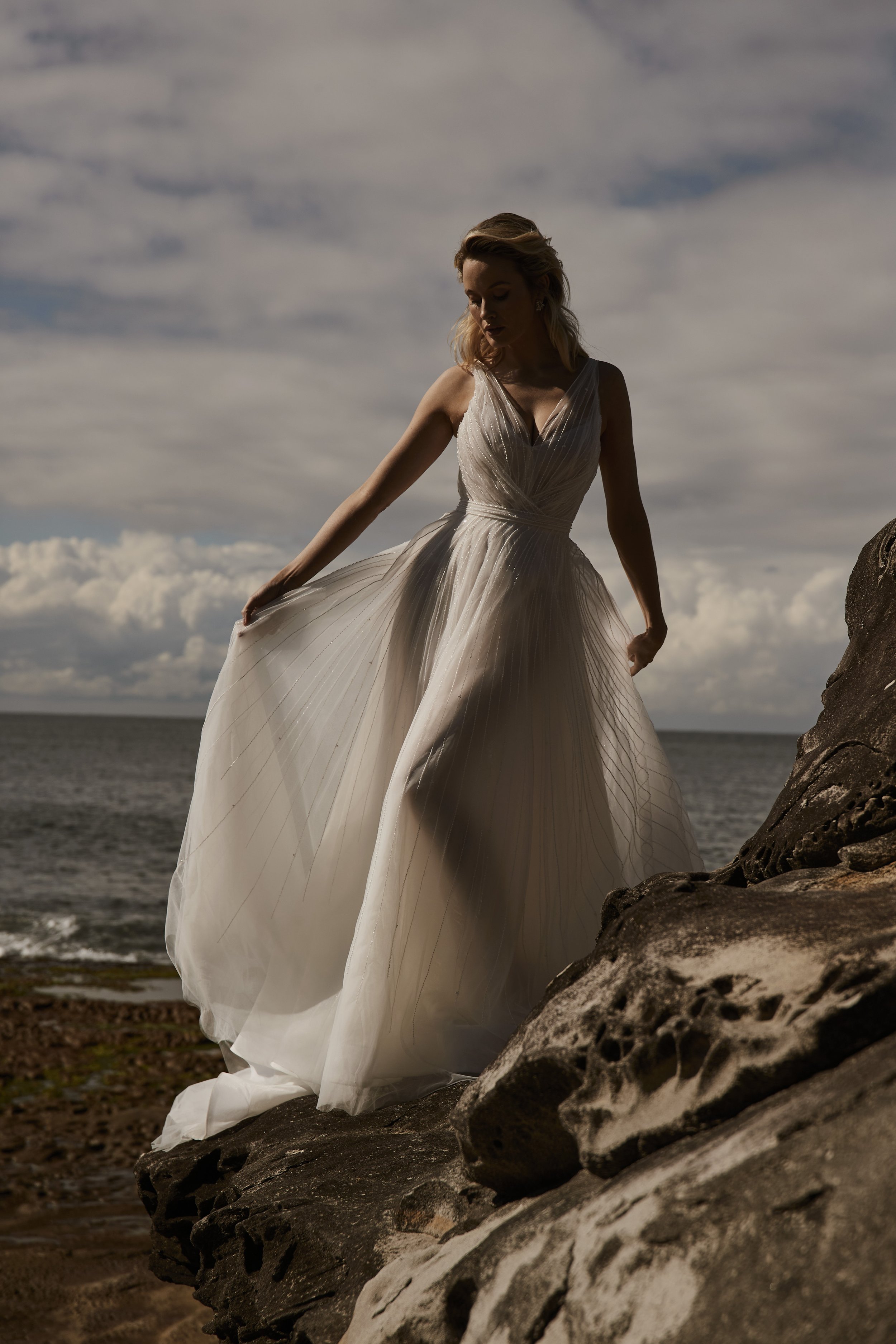 V neck A line Dress  Translucent Illusion Bodice on The Dawn Bridal Gown.jpg