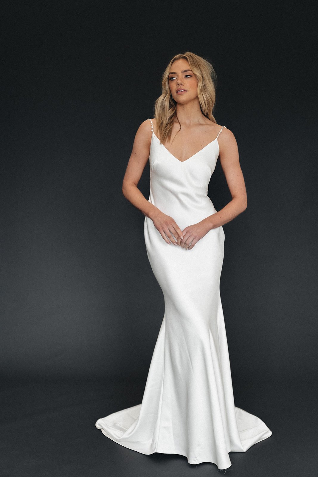 Moira Hughes Couture The Hamilton Modern wedding Dress with Pearl Straps.jpg
